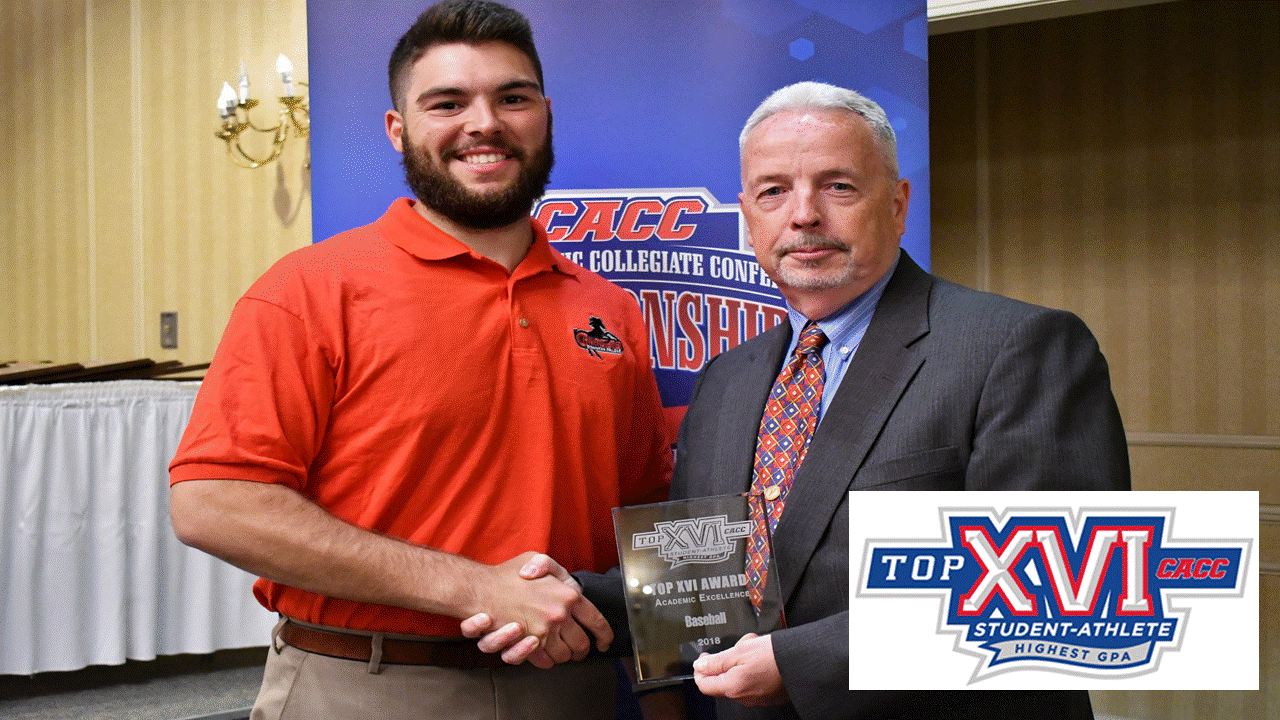 Baseball player Corey Pic was honored with the CACC Top XVI Award.