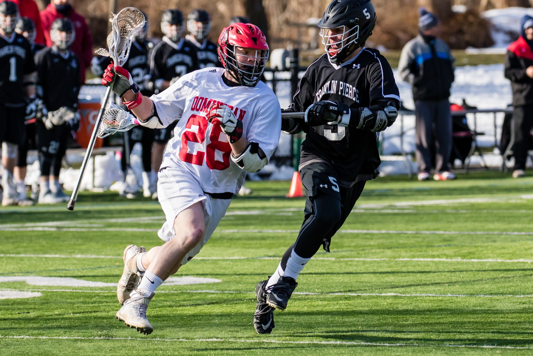 The Dominican College men's lacrosse team fell to Wilmington University, 9-8, this afternoon.