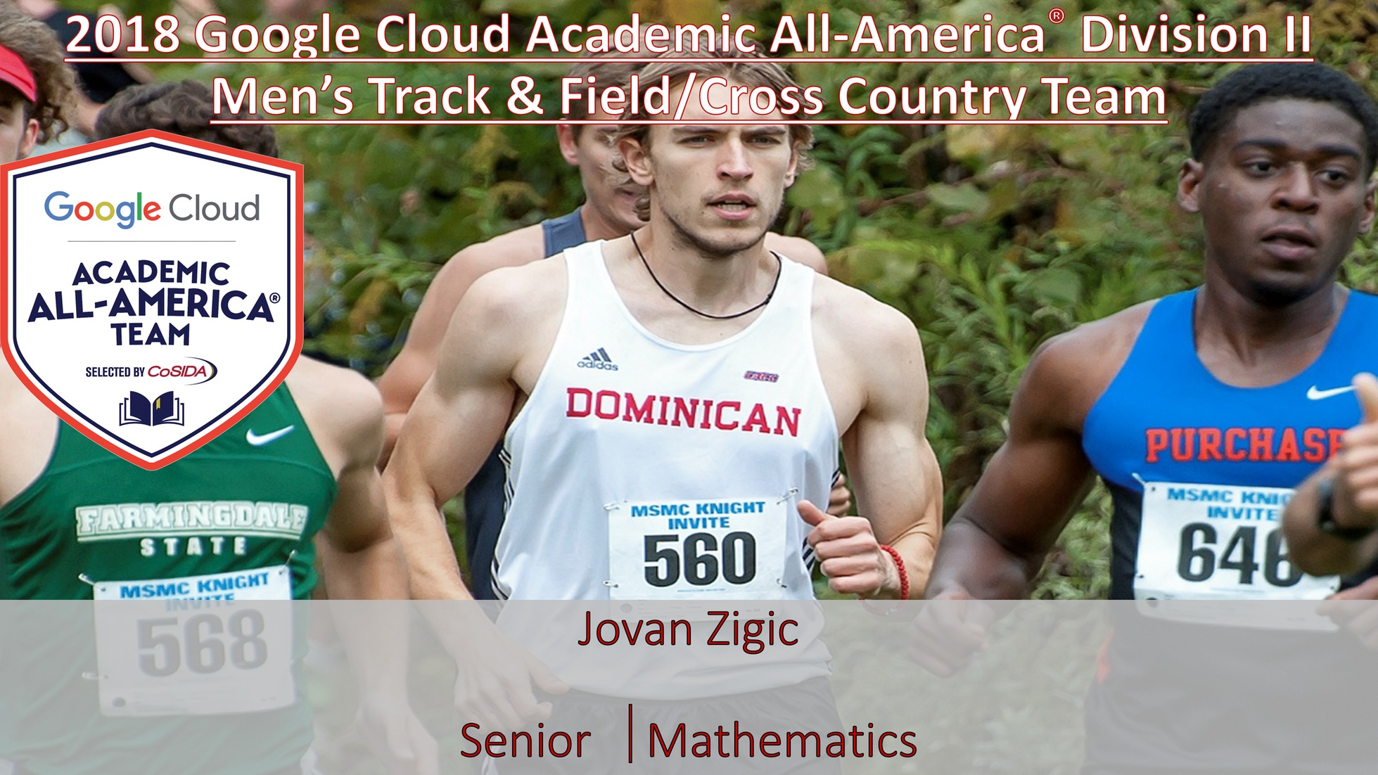 Dominican's Zigic was named to the Google Cloud Academic All-America Division II Men?s Track & Field/Cross Country Second Team