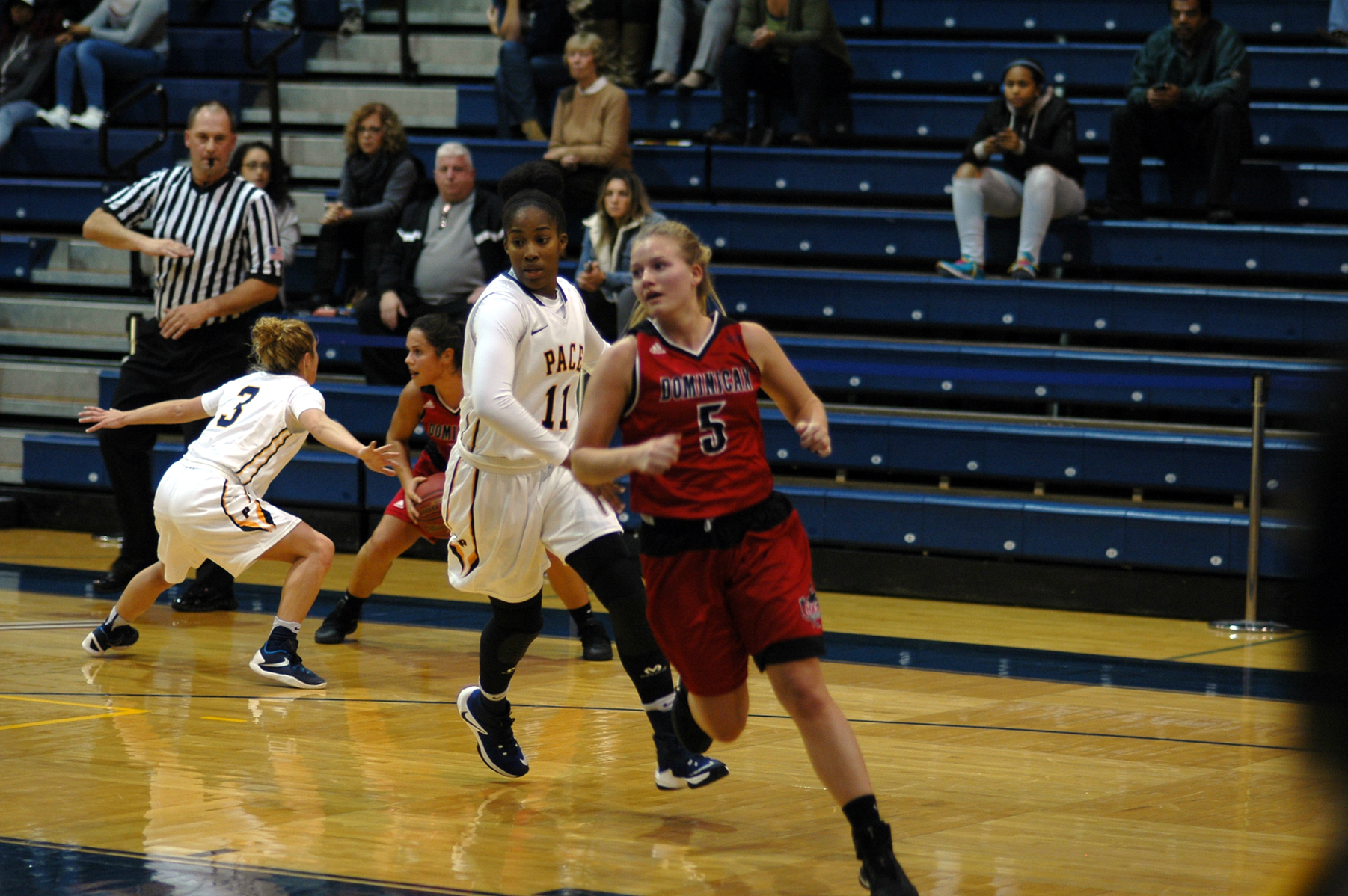 Senior guard Jacqueline Rywalt who grabbed four rebounds and two assists in the loss to SCSU.