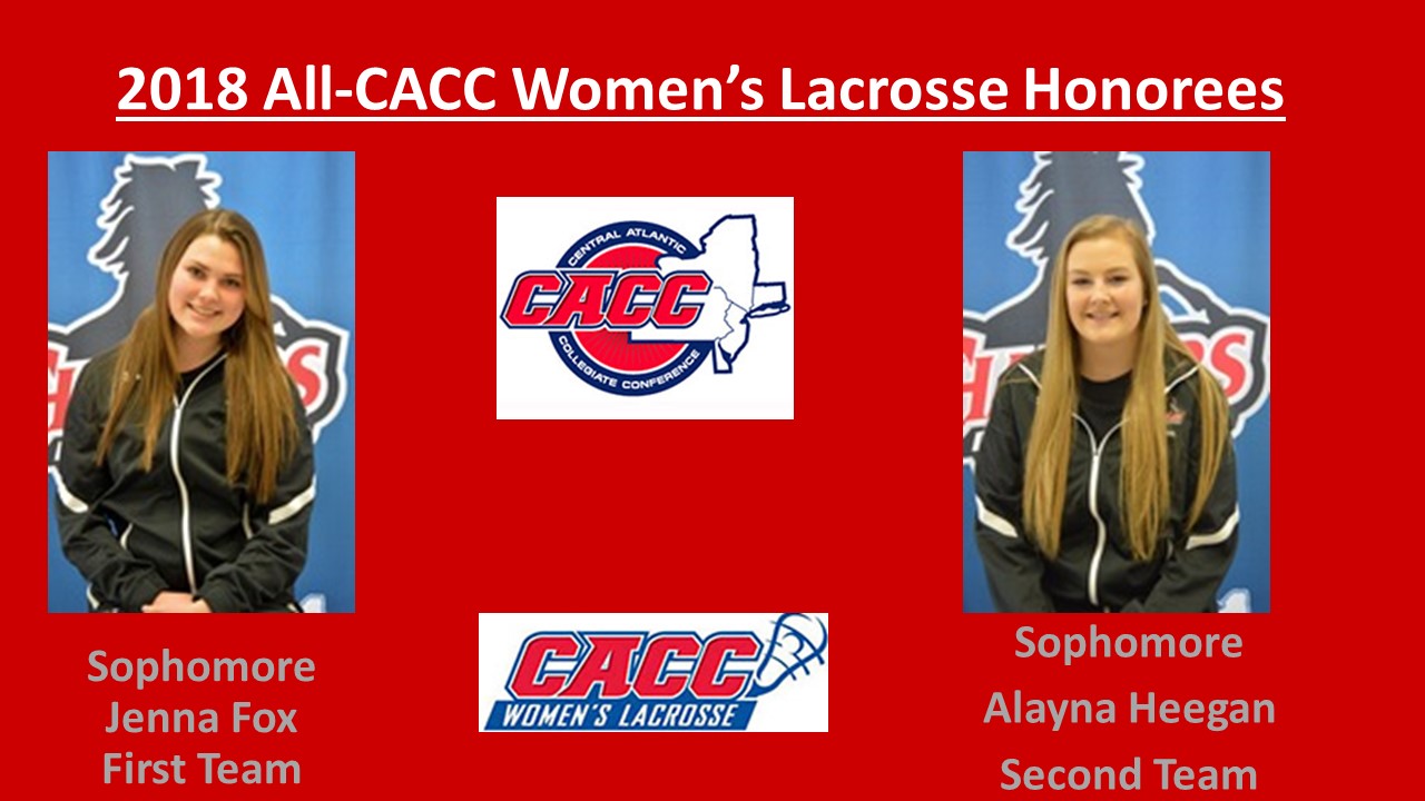 Dominican College women's lacrosse players Jenna Fox and Alayna Heegan have earned All-CACC honors.