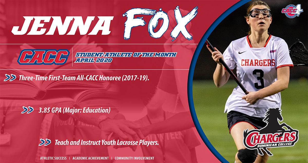 DOMINICAN'S JENNA FOX NAMED CACC STUDENT-ATHLETE OF THE MONTH for APRIL 2020