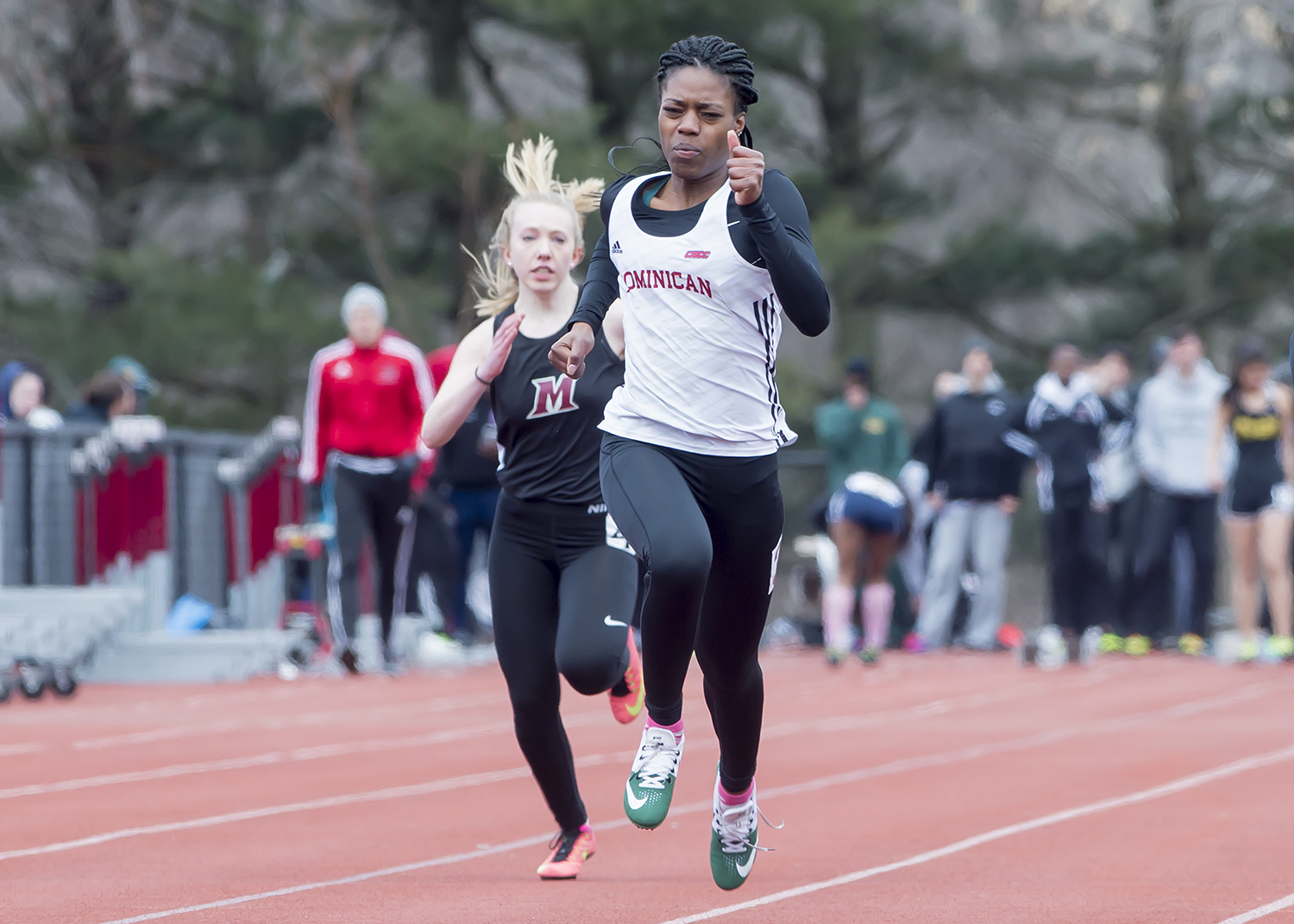 The Dominican College women's track 4x100m relay team won at the Vassar Invitational