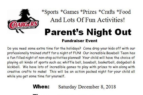 BASEBALL TO HOST PARENT'S NIGHT OUT FUNDRAISER